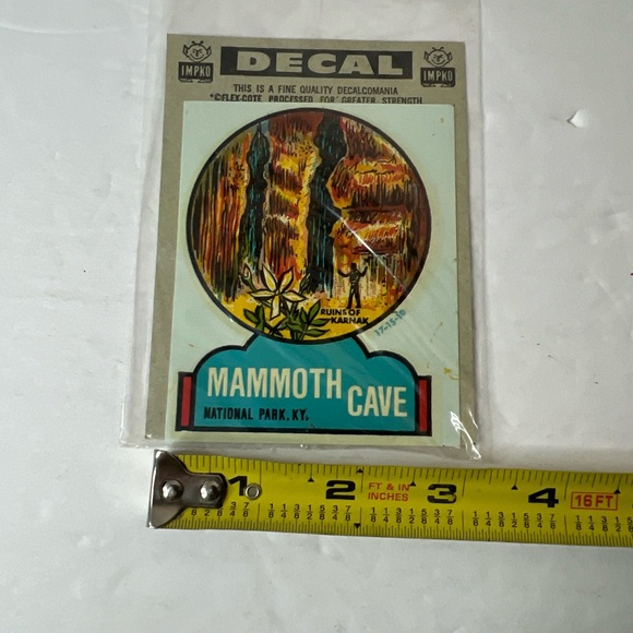 VINTAGE MAMMOTH CAVE PARK KENTUCKY Ruins Of Karnak SOUVENIR TRAVEL DECAL IMPKO - Picture 2 of 4